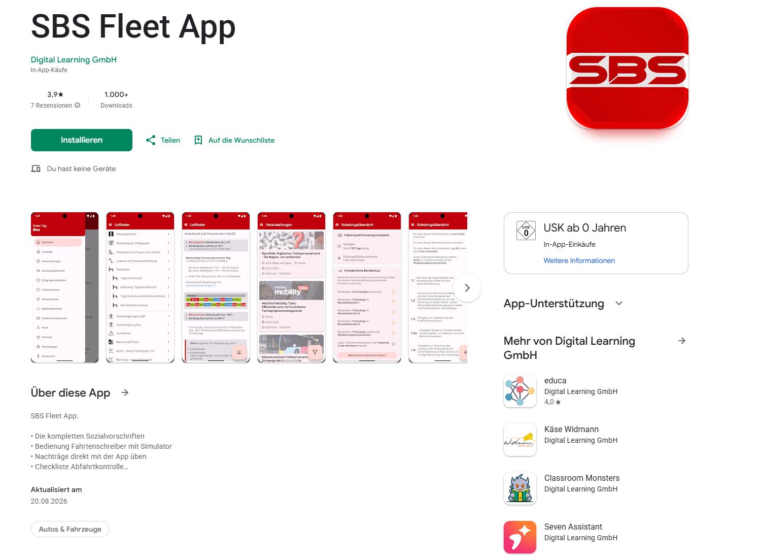 Projektansicht: SBS Fleet APP